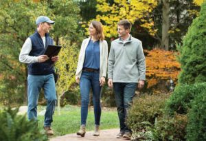 Landscaper discussing landscape details